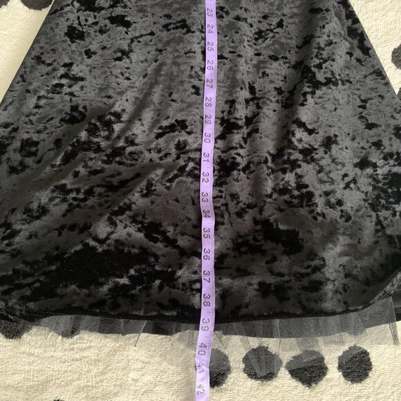 Vintage Y2K Black Crushed Velvet Babydoll Empire Waist Halter Dress - Picture 12 of 13